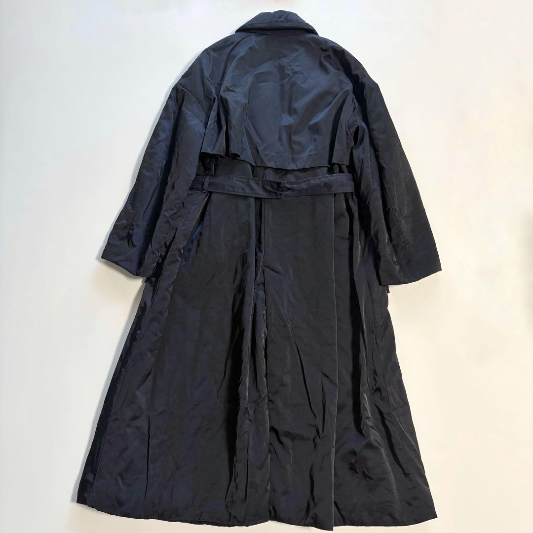 LANVIN ランバンオンブルー　 中綿コート　ネイビー　ベルトあり　光沢