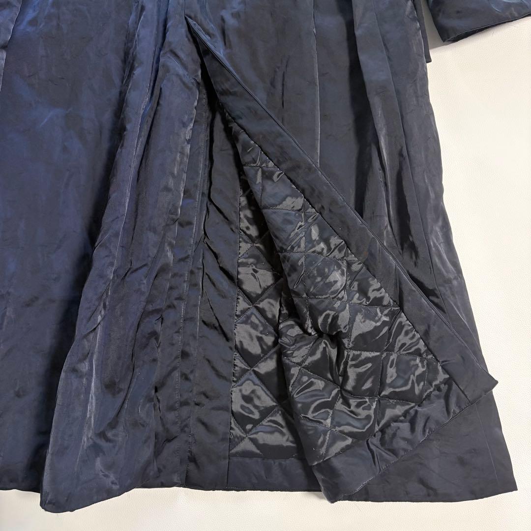 LANVIN ランバンオンブルー　 中綿コート　ネイビー　ベルトあり　光沢