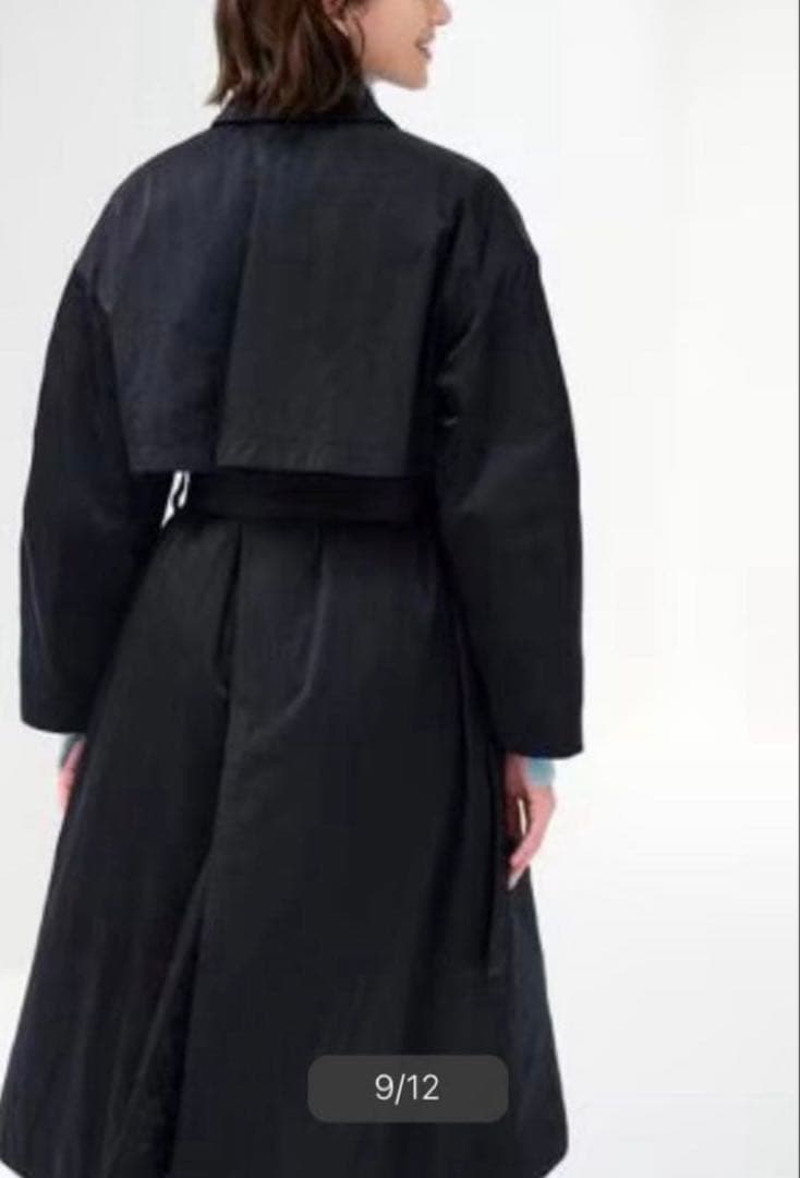 LANVIN ランバンオンブルー　 中綿コート　ネイビー　ベルトあり　光沢