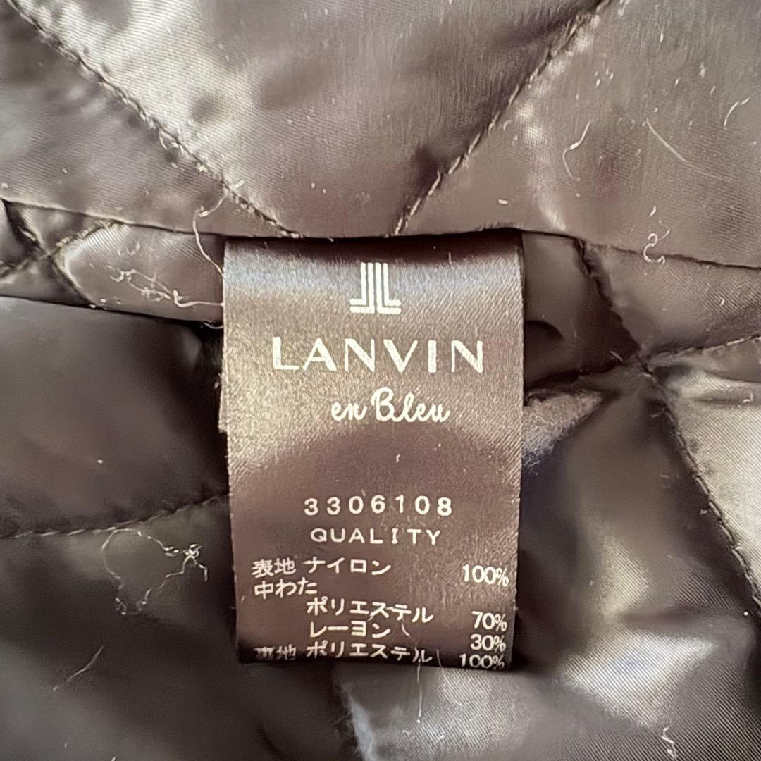 LANVIN ランバンオンブルー　 中綿コート　ネイビー　ベルトあり　光沢