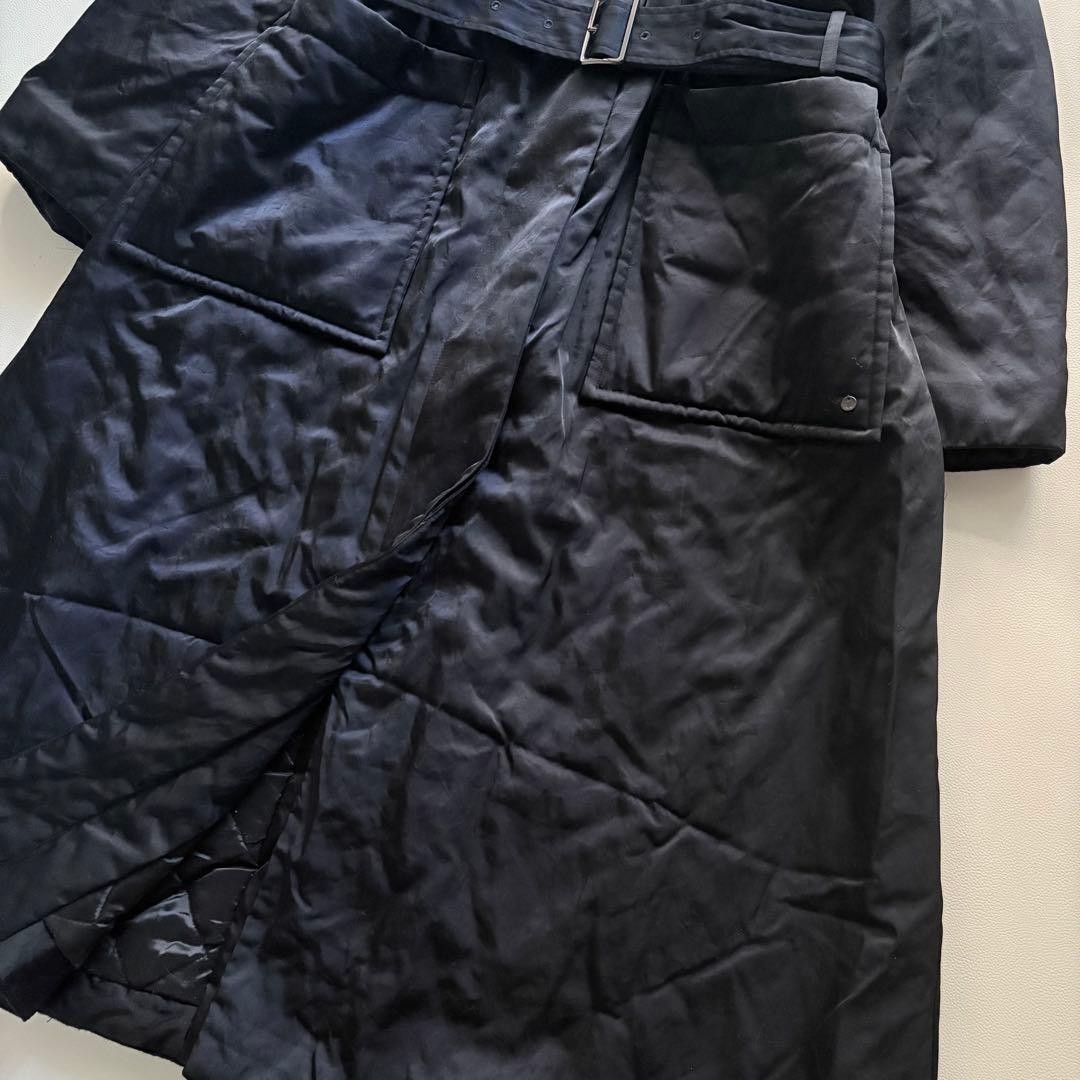 LANVIN ランバンオンブルー　 中綿コート　ネイビー　ベルトあり　光沢