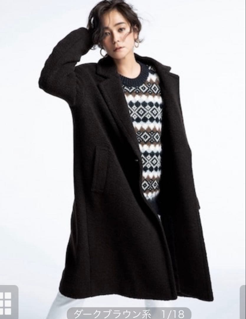 23区　ボアジャージー　ドロップショルダーコート　ブラウン40 チェスターコート