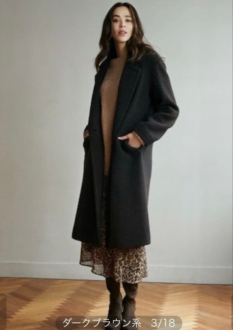 23区　ボアジャージー　ドロップショルダーコート　ブラウン40 チェスターコート