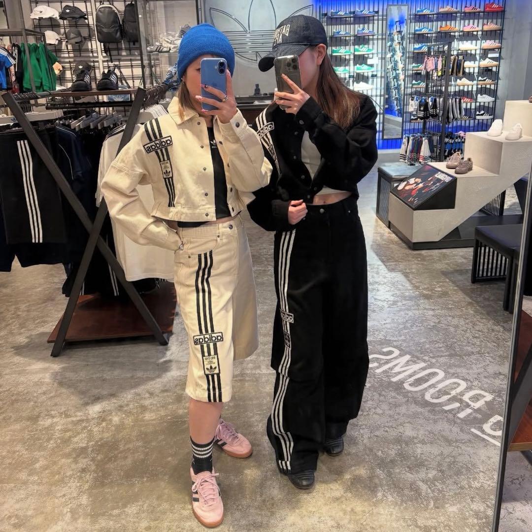 新品L⭐️adidasアディブレイク デニム2-IN-1 トラックトップ ホワイト