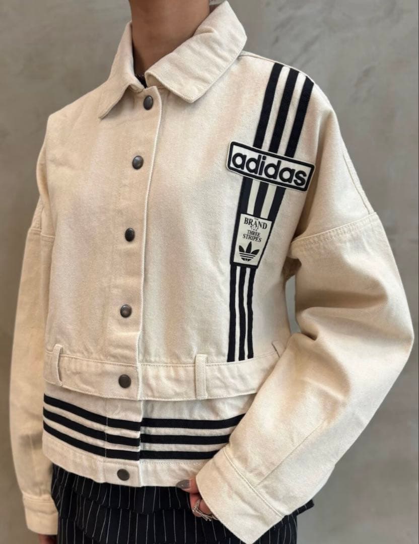 新品L⭐️adidasアディブレイク デニム2-IN-1 トラックトップ ホワイト