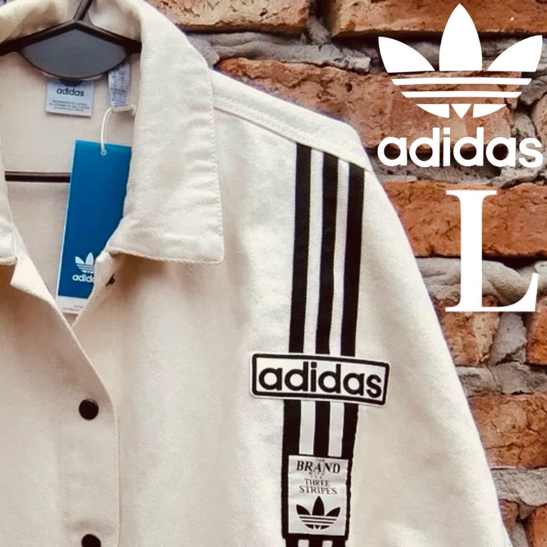 新品L⭐️adidasアディブレイク デニム2-IN-1 トラックトップ ホワイト