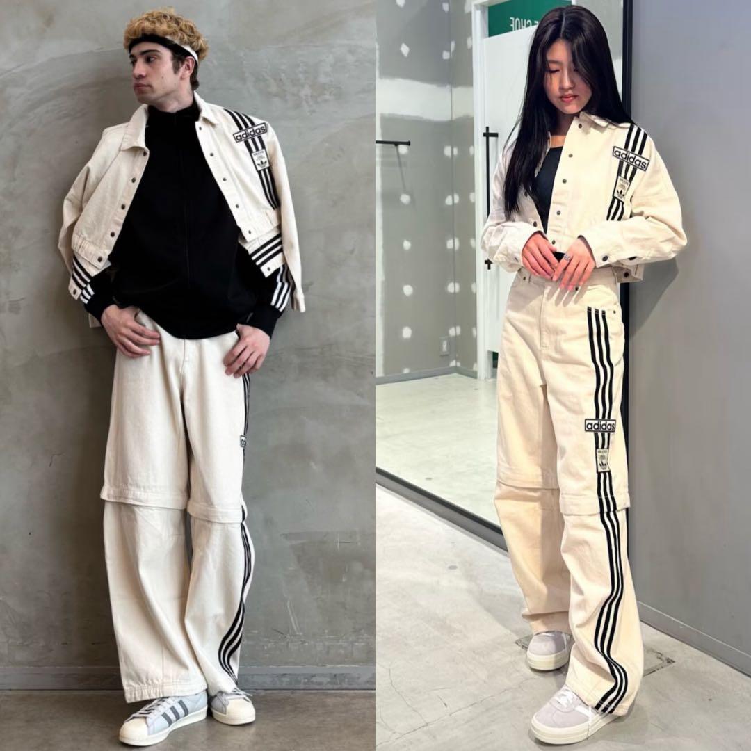 新品L⭐️adidasアディブレイク デニム2-IN-1 トラックトップ ホワイト