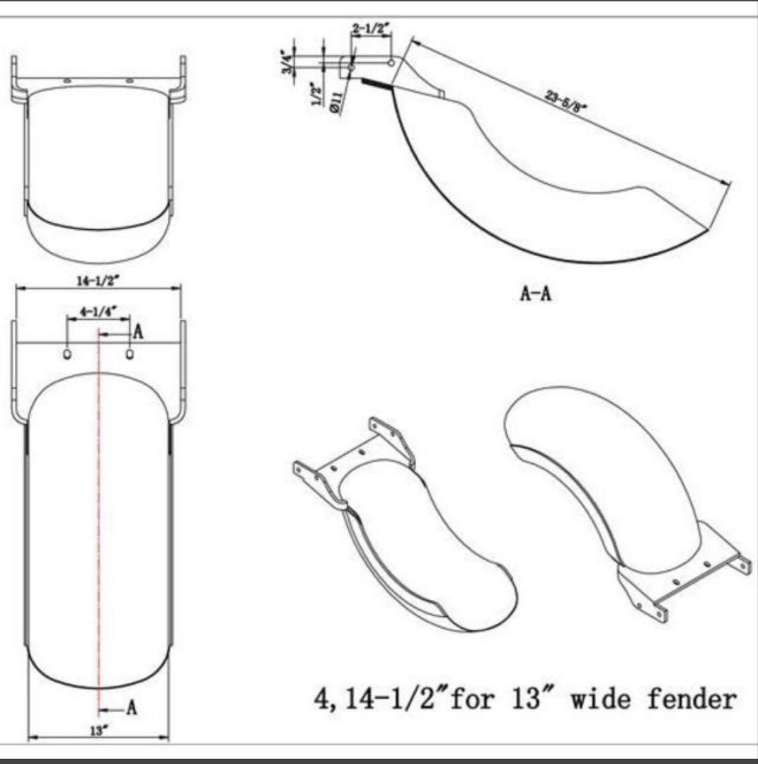 ハーレー ソフテイル　280 / 300 WIDE リヤ フェンダー