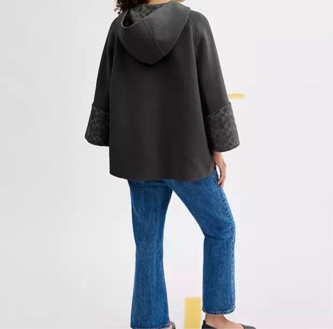 coach コート　新品未使用 フード付き　黒ポンチョ Ｍ