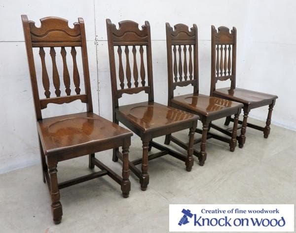 ノックオンウッド■コロニアルシリーズ■ハイバックダイニングチェア■4脚セット■