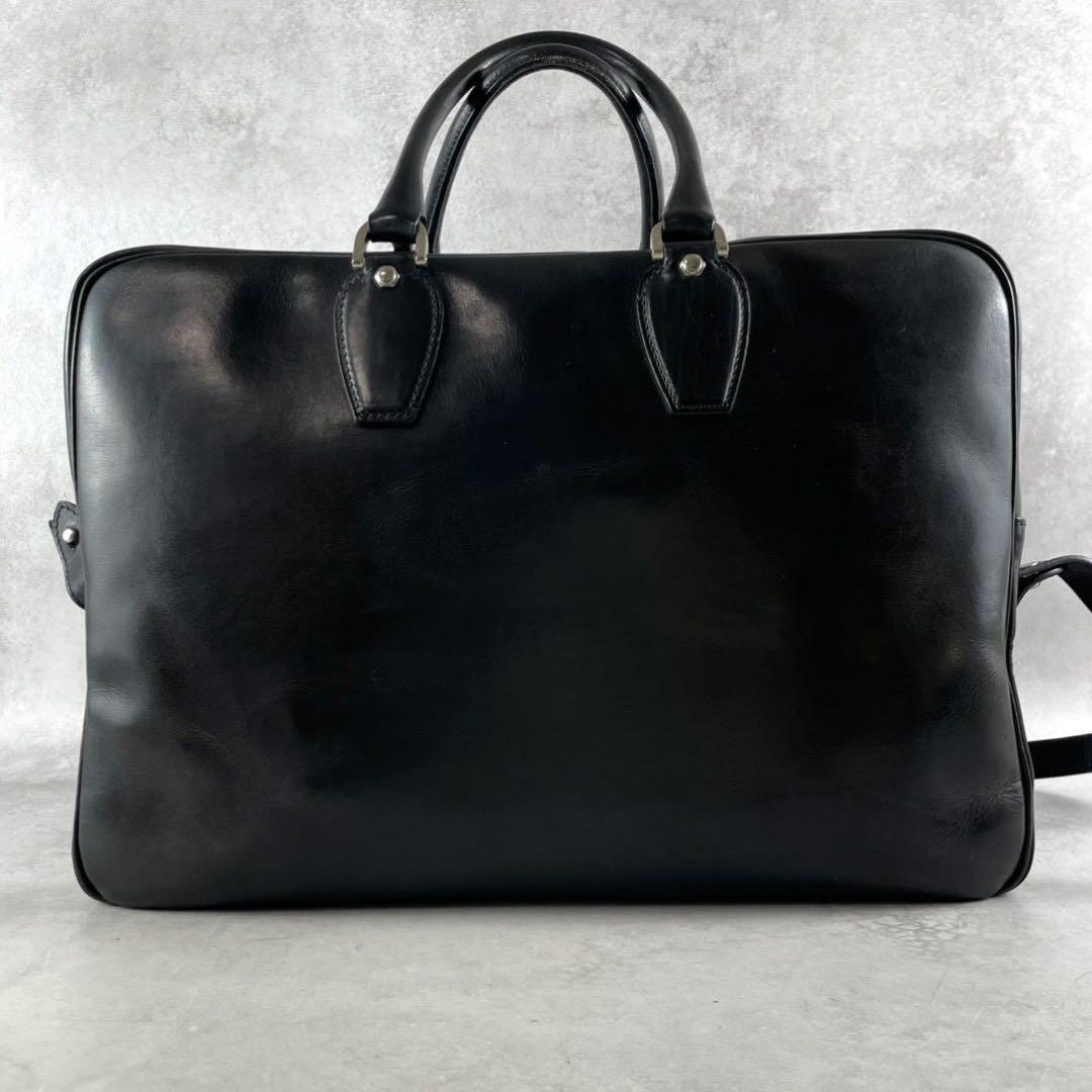 美品 2way 大容量✨万双 双鞣和地 本革ボストンバッグ ビジネスバッグ 黒