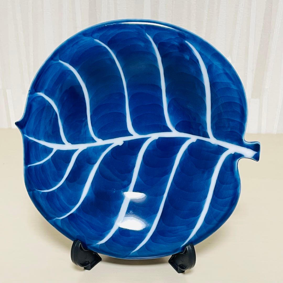 有田焼 源右衛門 染濃 葉形 銘々皿 5客揃 是米木窯 深皿 プレート