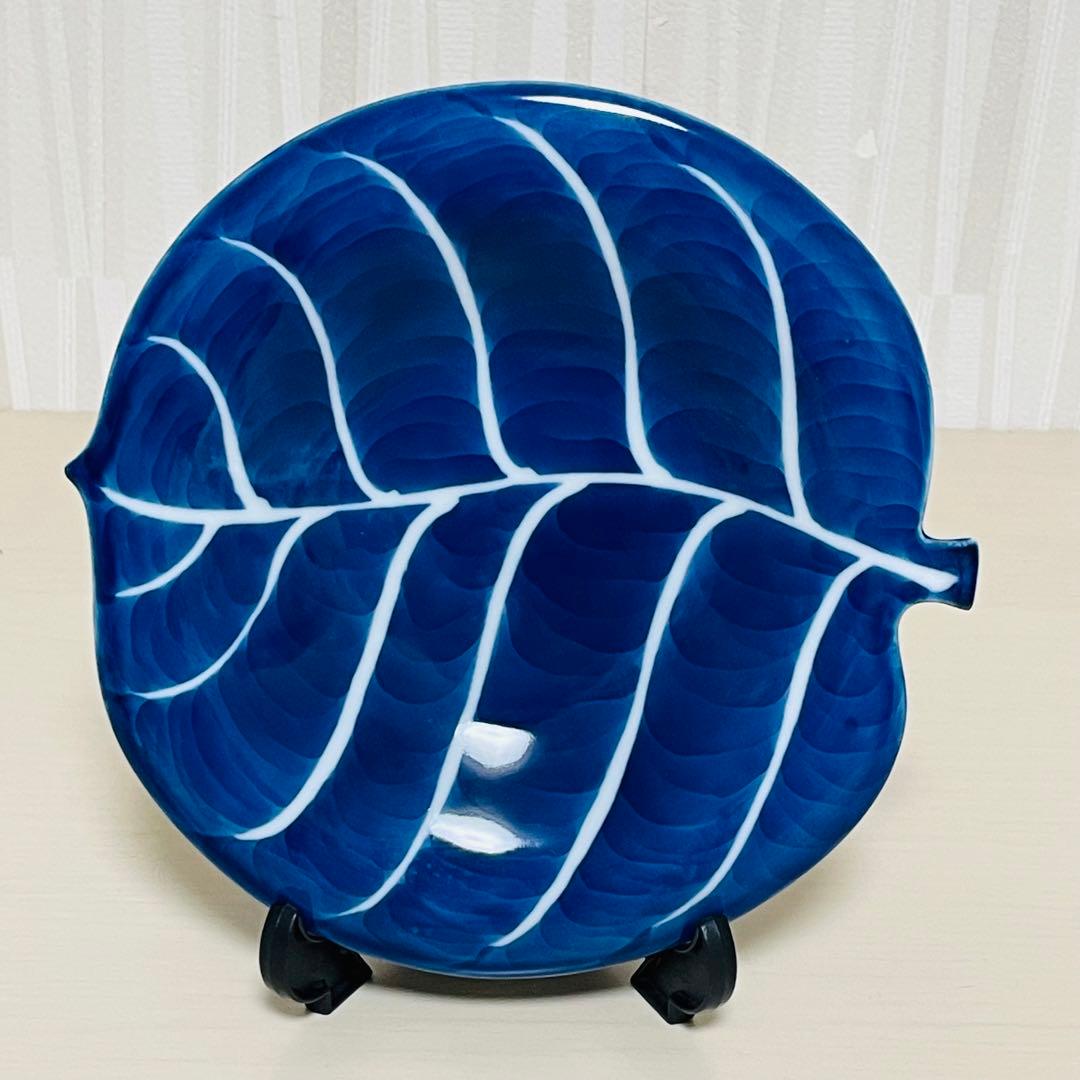 有田焼 源右衛門 染濃 葉形 銘々皿 5客揃 是米木窯 深皿 プレート