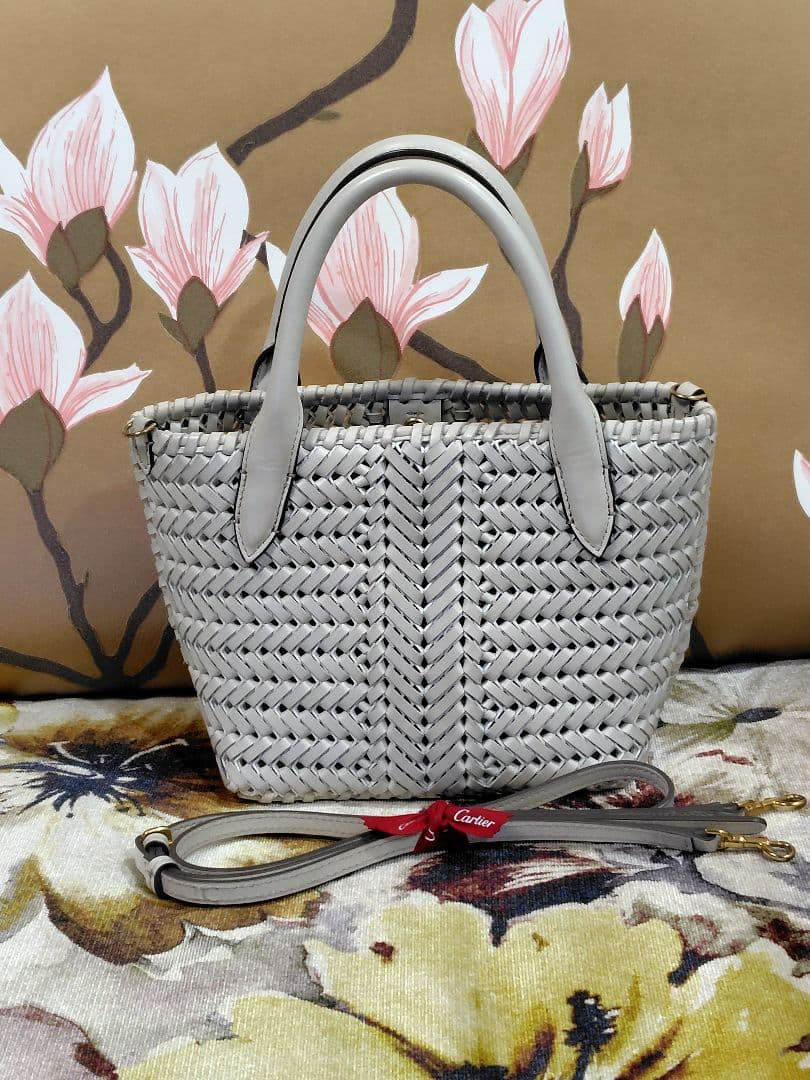 【美品】アニヤハインドマーチ2WAYニーソン★白バッグかごバック★エコバッグ付き