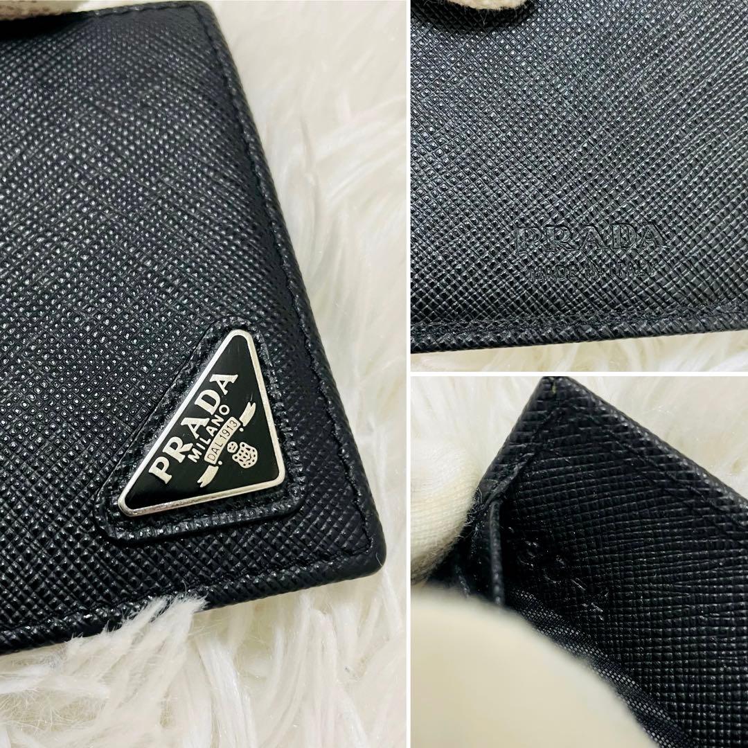 未使用級✨PRADA 二つ折り マネークリップ サフィアーノレザー 黒