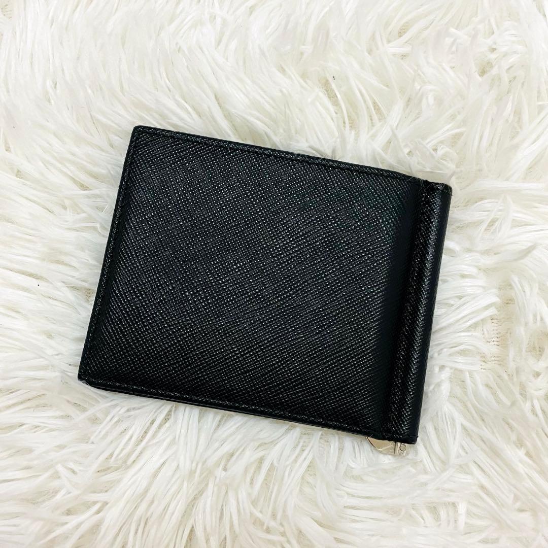 未使用級✨PRADA 二つ折り マネークリップ サフィアーノレザー 黒