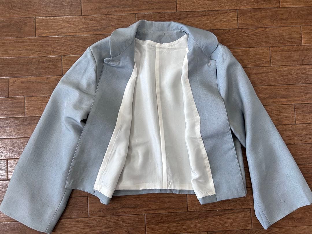 ♪着物リメイク♪ ブルーグレー　シンプルジャケット