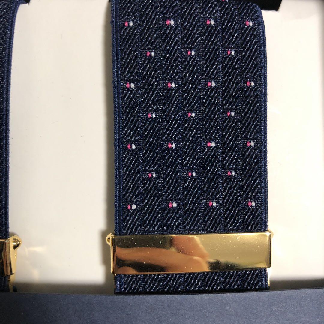 アルバートサーストン サスペンダー（ダークネイビー マイクロ小紋柄）