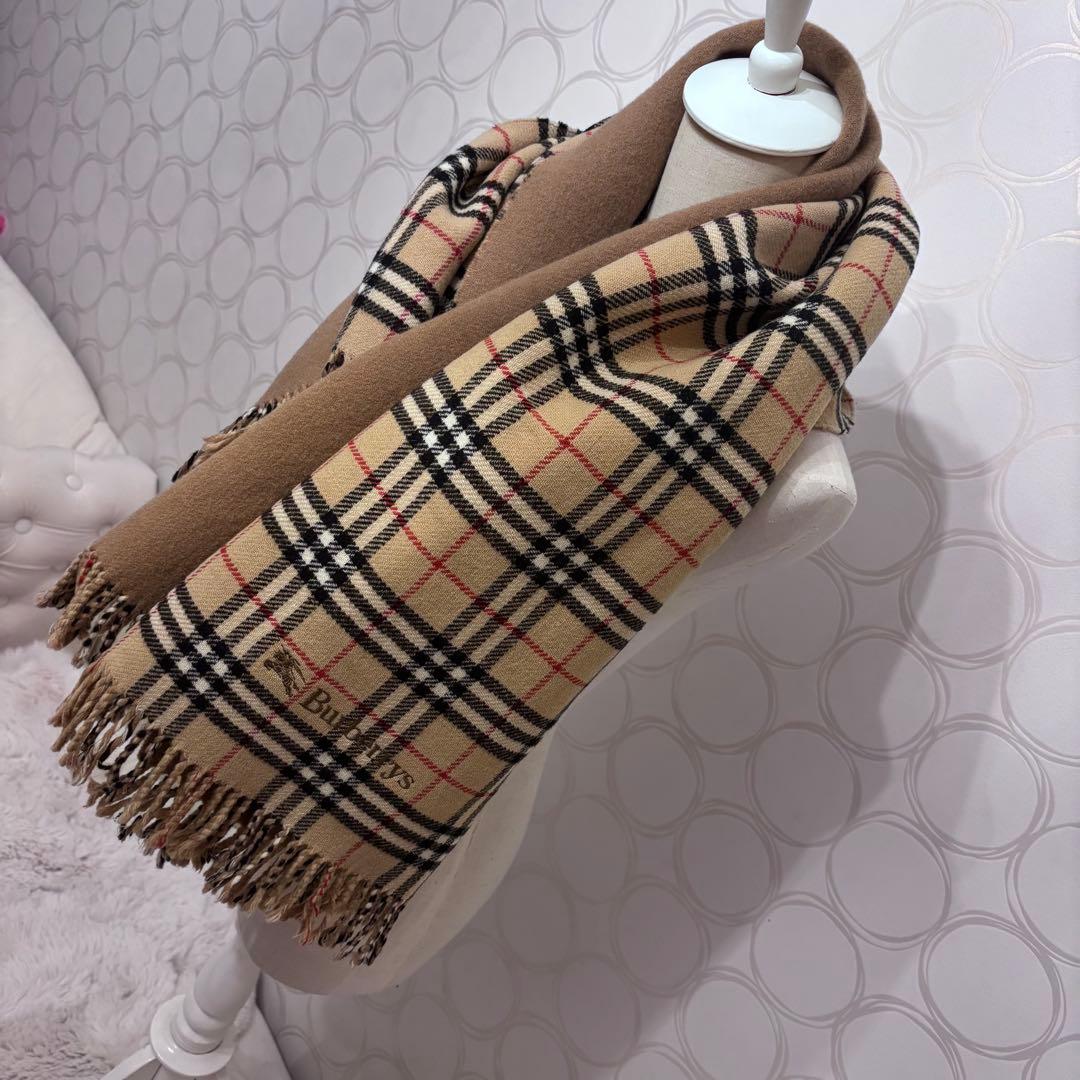 BURBERRYS ロゴ刺繍 バーバリーチェック リバーシブル マフラー 希少