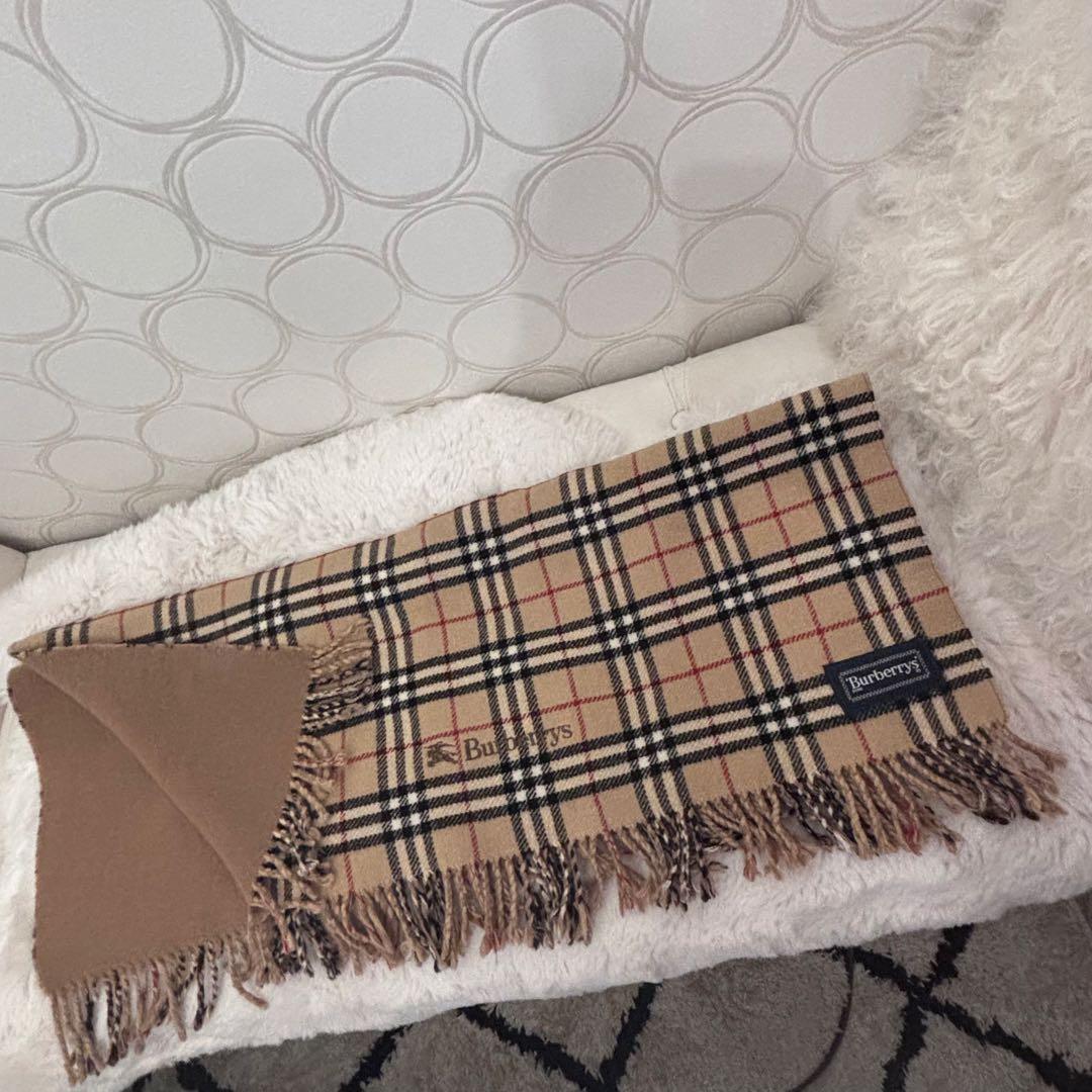 BURBERRYS ロゴ刺繍 バーバリーチェック リバーシブル マフラー 希少