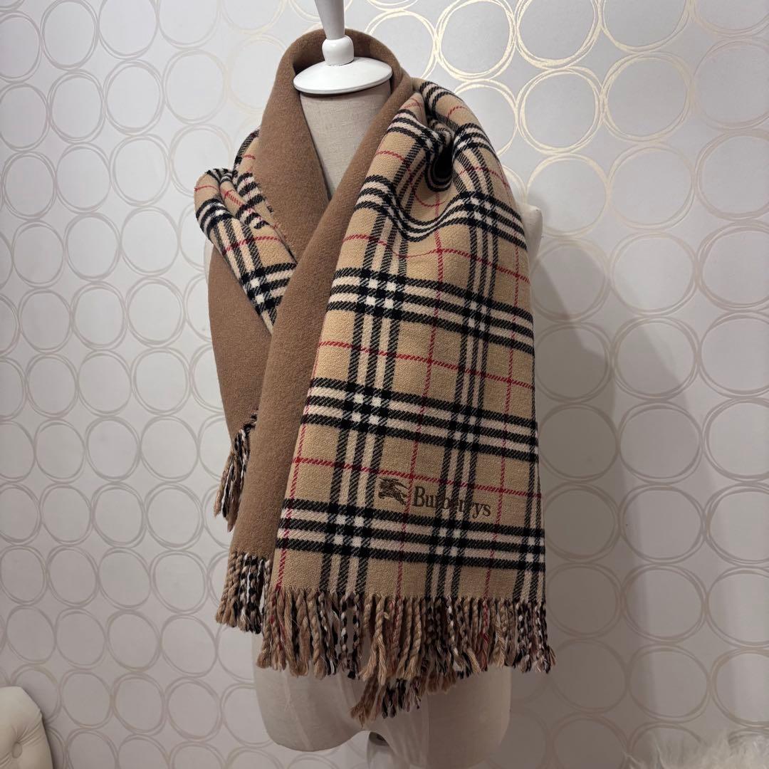 BURBERRYS ロゴ刺繍 バーバリーチェック リバーシブル マフラー 希少