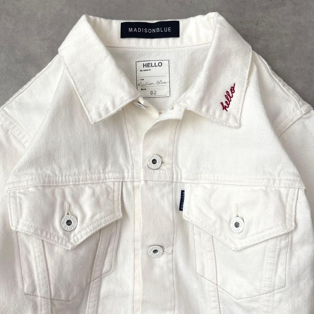 美品 マディソンブルー デニム ジャケット Gジャン 白 刺繍入り Hello