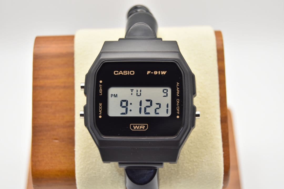CASIO F-91WB ブラックサウナバンドカスタム＋aw グレーバンド