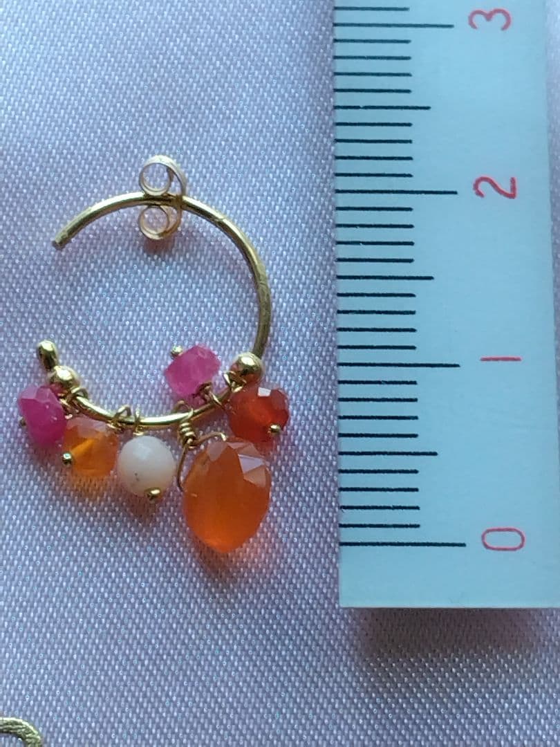 【お値下げ】スイートピー＊オレンジピンク＊フープピアス＊18K