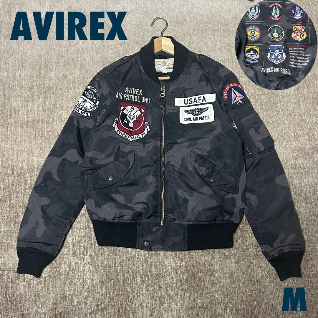 美品　AVIREX L-2B フライトジャケット　ワッペン　カモフラ　M