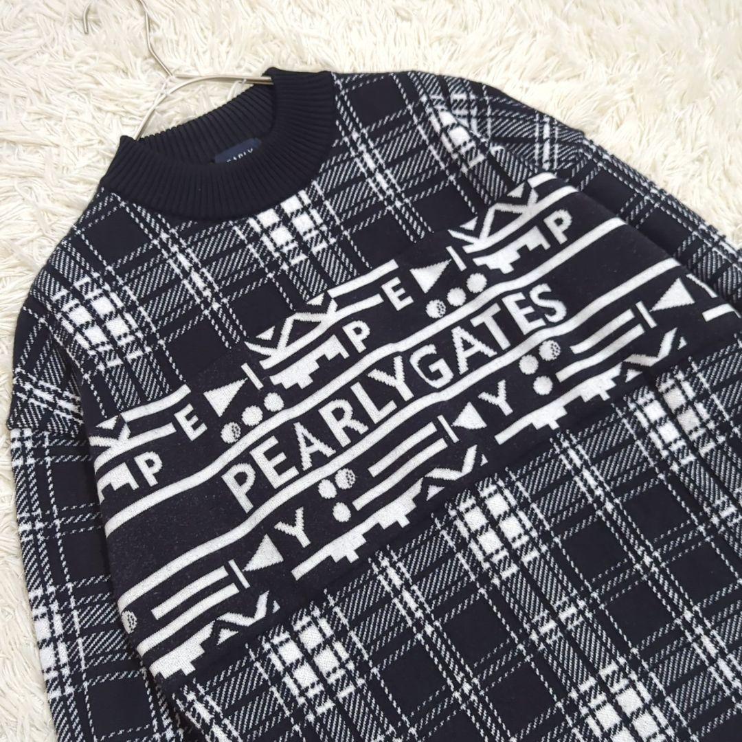 美品 パーリーゲイツ 22年モデル ニットワンピース チェック ハイネック