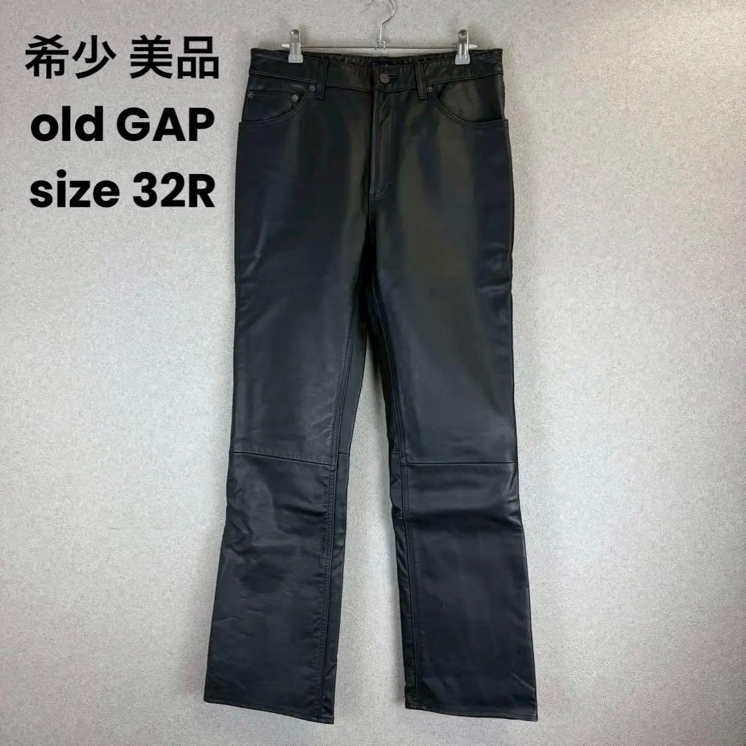 希少 美品 old GAP boot fit レザーパンツ 革パン ブラック