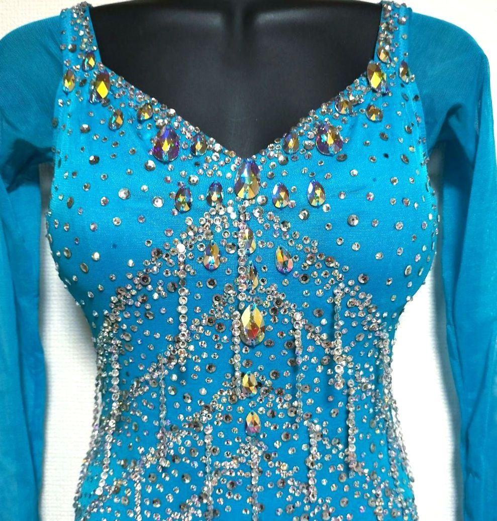 社交ダンス♡ジャンティ　ラテンドレス　ターコイズブルー　競技　デモ