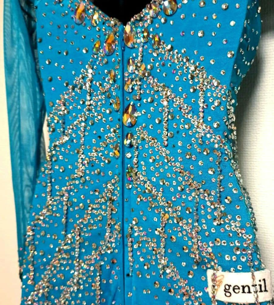 社交ダンス♡ジャンティ　ラテンドレス　ターコイズブルー　競技　デモ