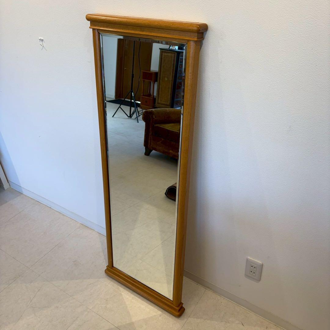 壁掛け鏡　ウォールミラー　姿見　木縁　木製フレーム