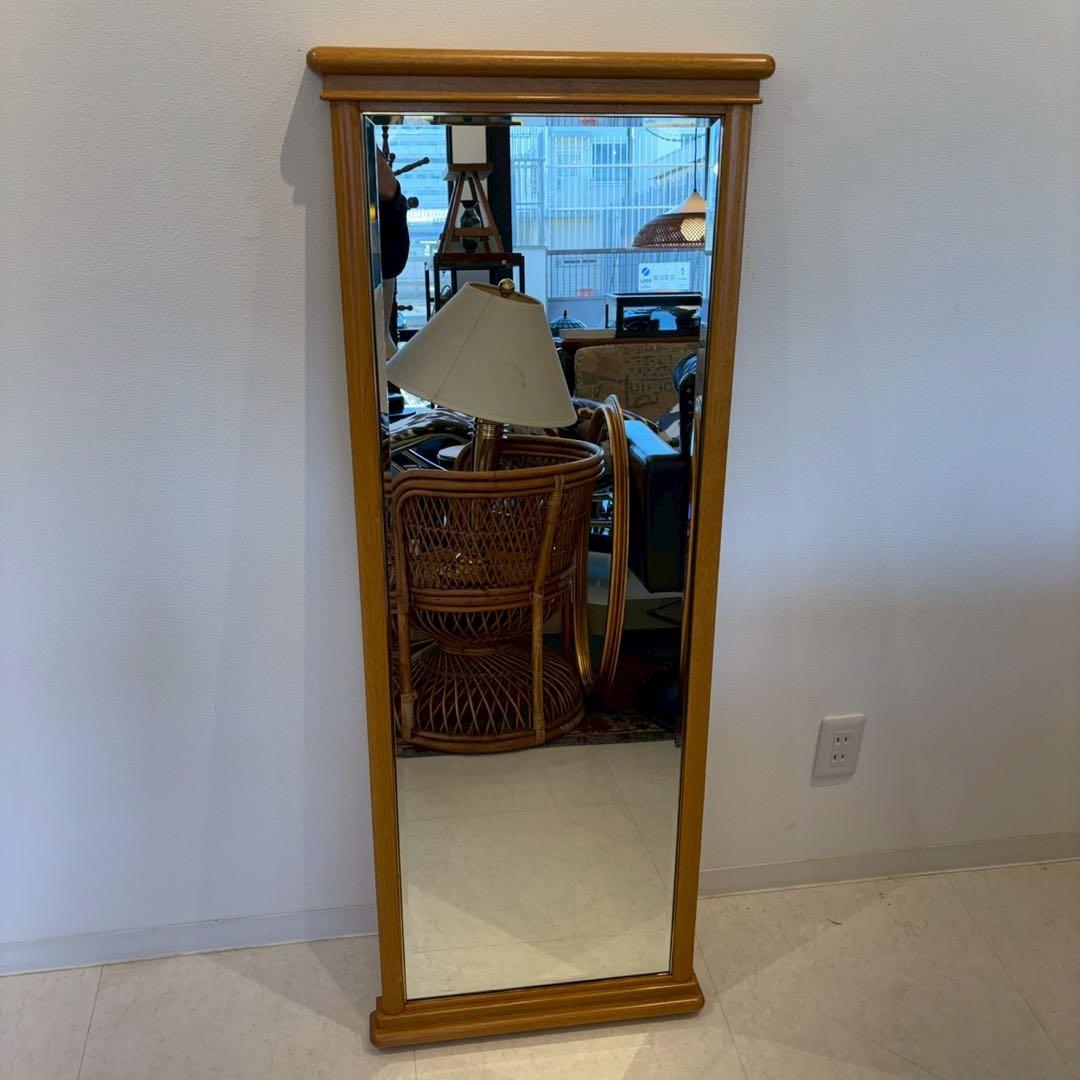壁掛け鏡　ウォールミラー　姿見　木縁　木製フレーム