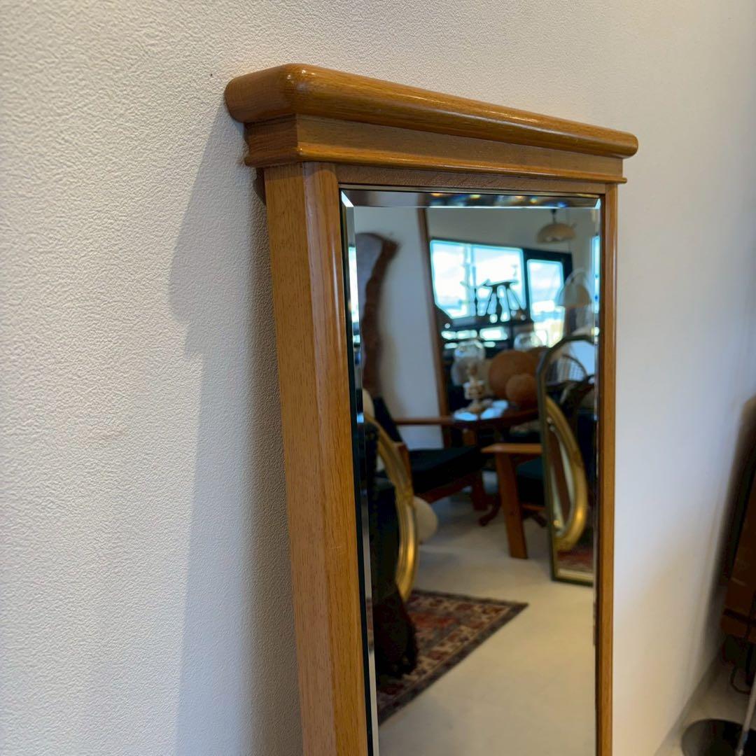 壁掛け鏡　ウォールミラー　姿見　木縁　木製フレーム