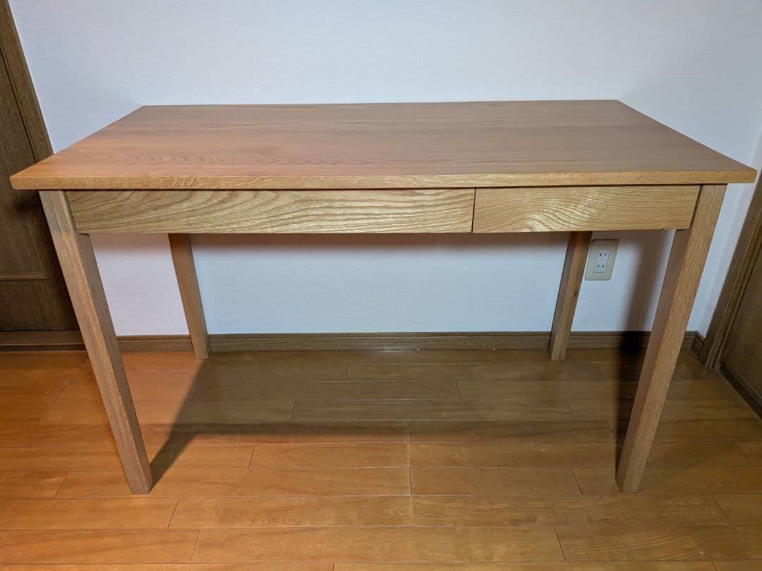 《送料込》無印良品 木製デスク 引出しオーク材 110 事務 学習勉強机テーブル
