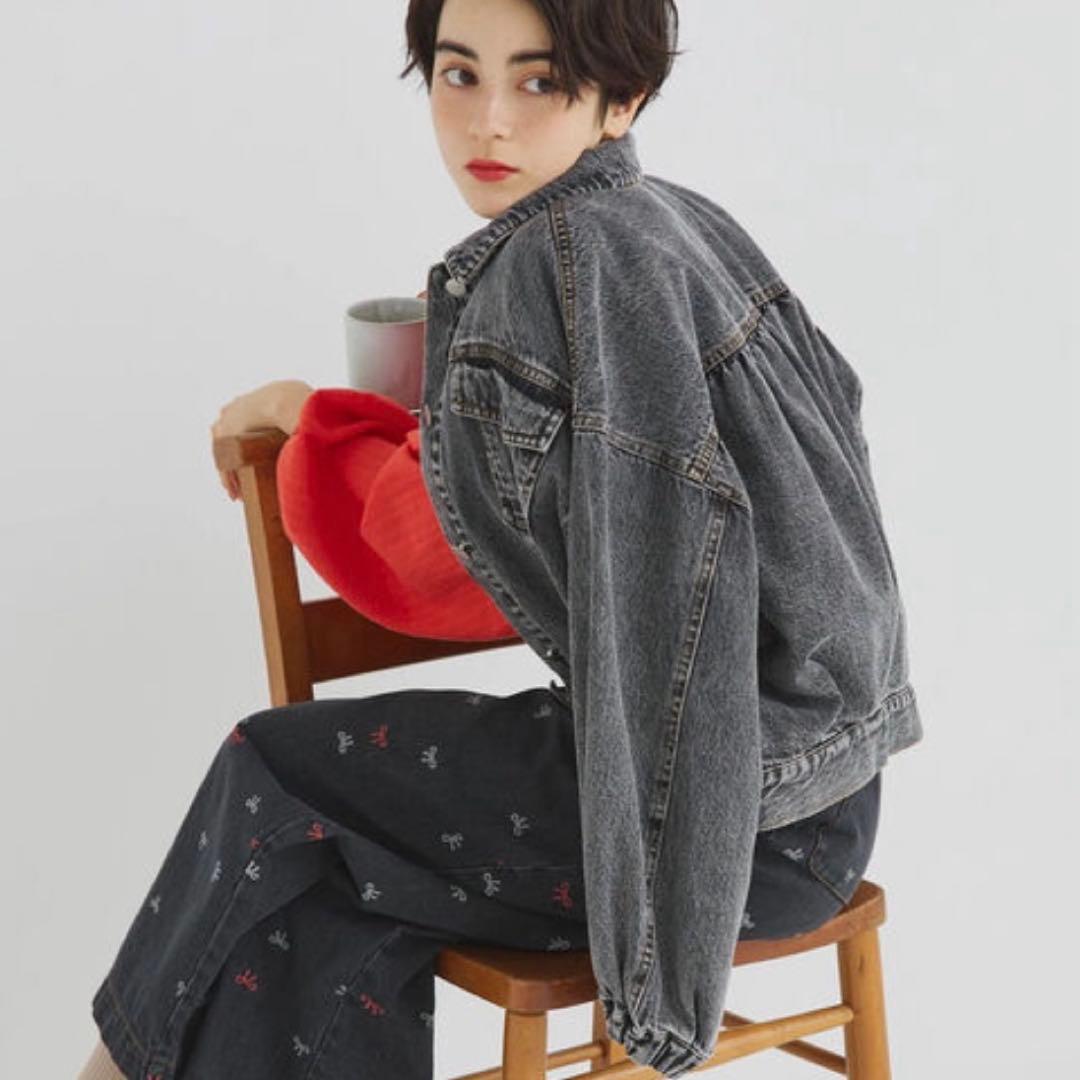 サマンサモスモスＧジャ　ケミカルウォッシュデニムＧジャン ブラック