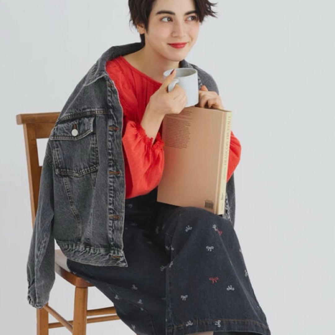 サマンサモスモスＧジャ　ケミカルウォッシュデニムＧジャン ブラック