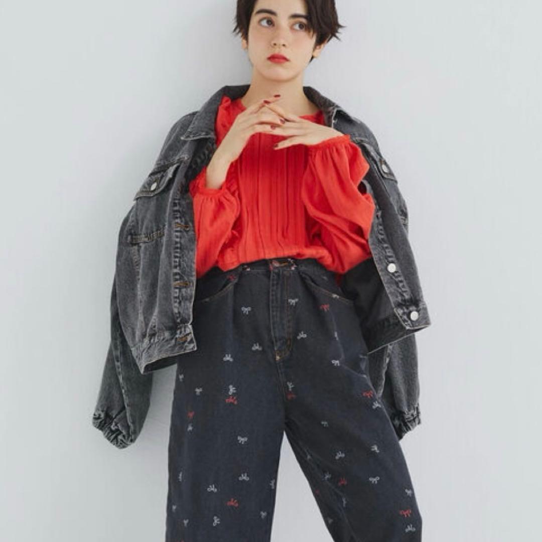 サマンサモスモスＧジャ　ケミカルウォッシュデニムＧジャン ブラック