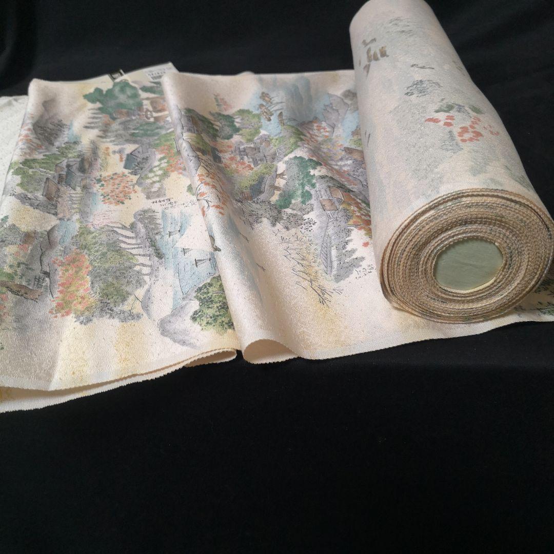 M-377 着物 反物 正絹 手描 山水文
