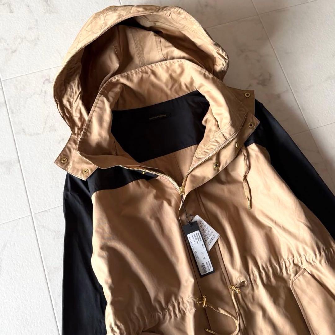 タグ付き未使用*洗える　バンヤードストーム　 バイカラーロングコート黒×ベージュ