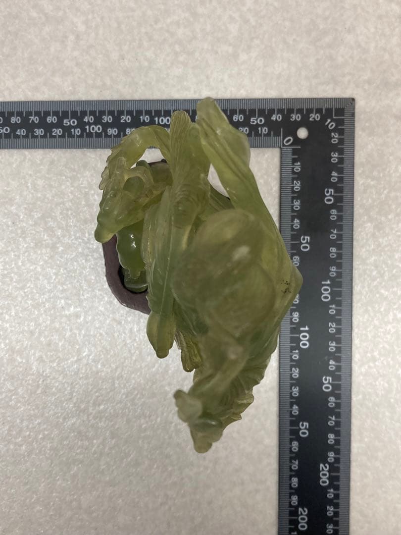 中国古美術 岫玉雕 仙女像 鹿 翡翠 彫刻 置物