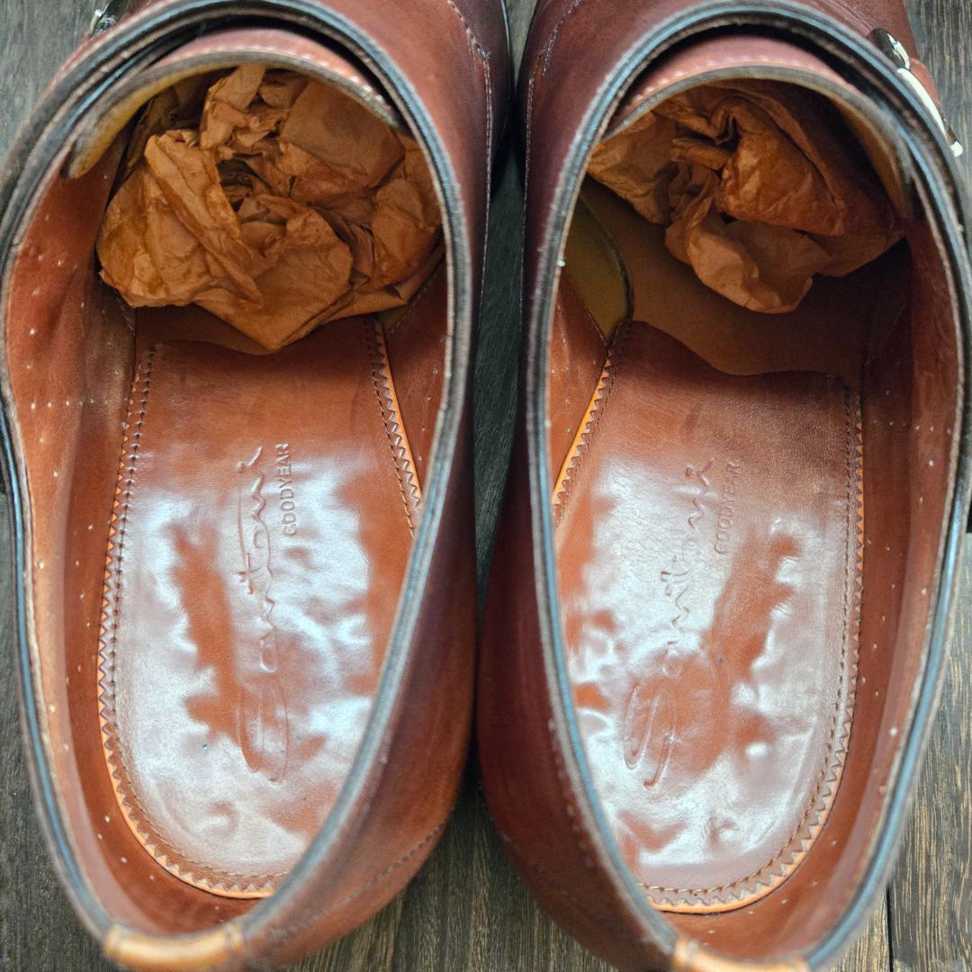 【サントーニ】Santoni ダブルモンクストラップ 超美品 箱 袋付き