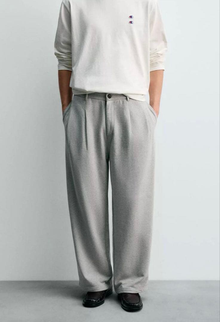 CHAMPION®︎X ZARA プリーツ入りリラックスフィットパンツ