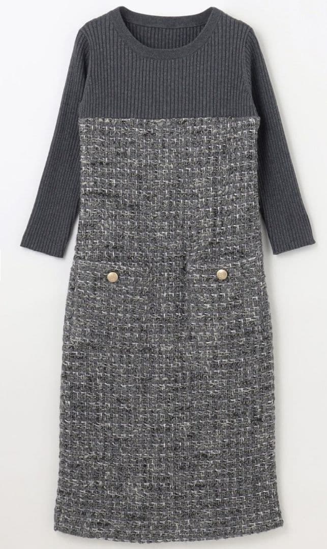 sale★美品★GRACE CONTINENTAL★ニットコンビツイードOP