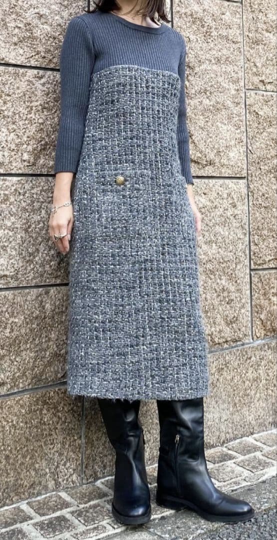 sale★美品★GRACE CONTINENTAL★ニットコンビツイードOP