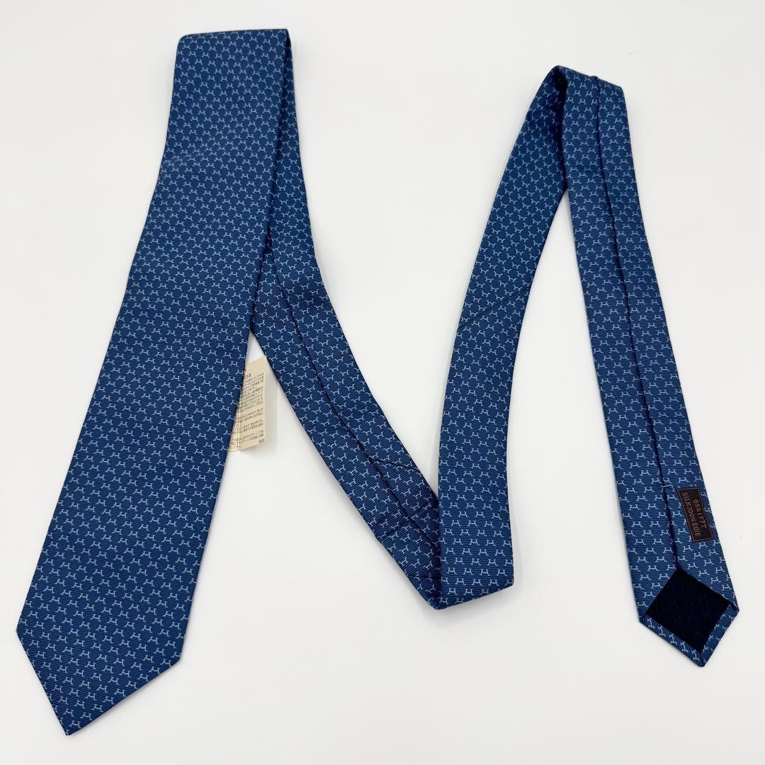 未使用◎エルメス　ネクタイ　シルクツイルタイ　Hパターン　総柄ジャガード　タグ付
