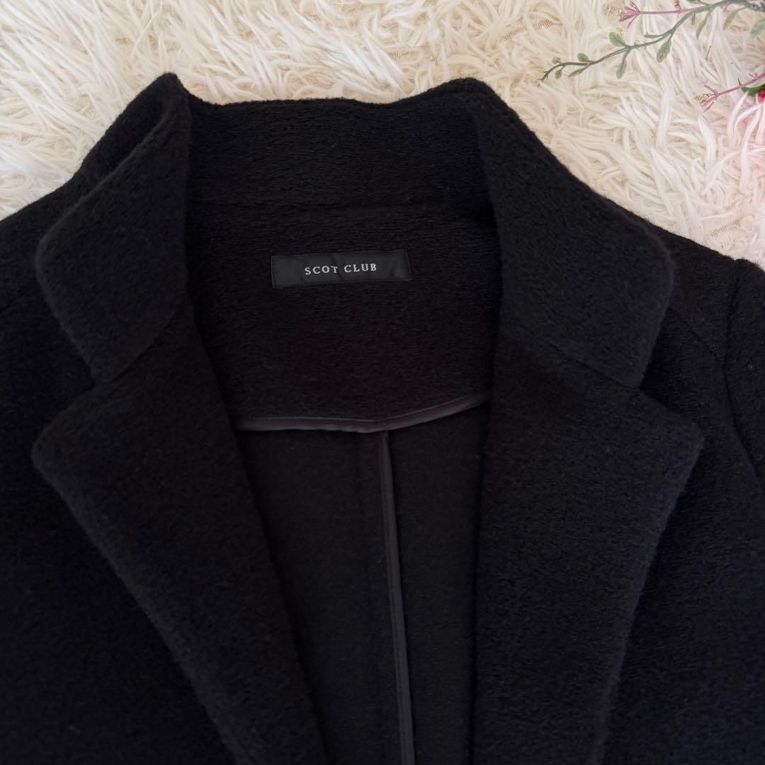 新品タグ付き✨定価2.9万　スコットクラブ　ウール混ロングコート　ブラック　9号
