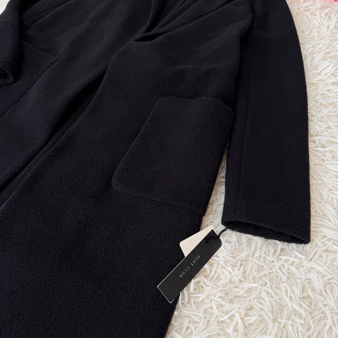 新品タグ付き✨定価2.9万　スコットクラブ　ウール混ロングコート　ブラック　9号